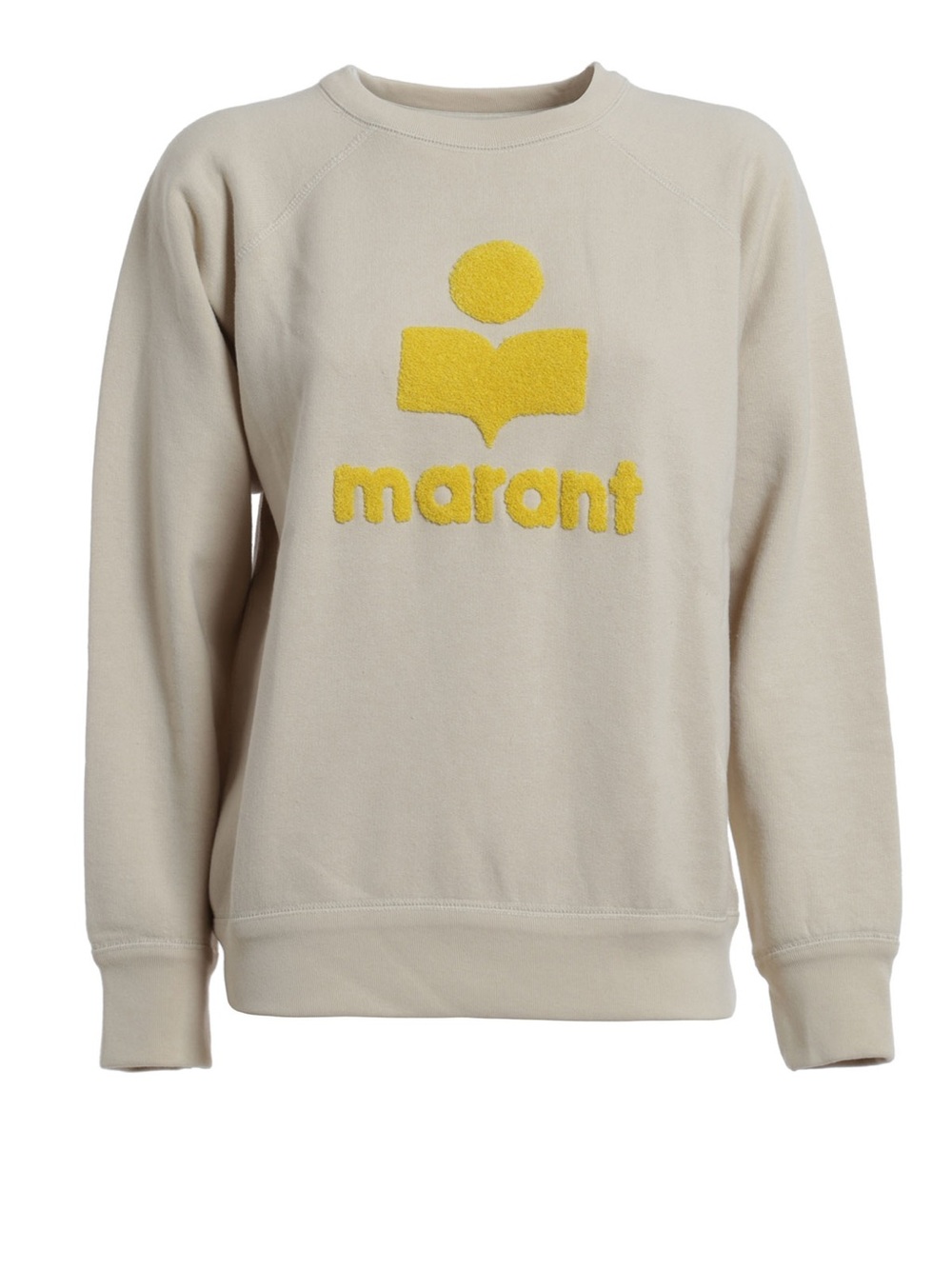 Isabel Marant Cream Crewneck Sweatshirt with Yellow Logo